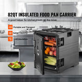 Insulated Food Pan Carrier, 82 Qt Hot Box for Catering, LLDPE Food Box Carrier w/ Double Buckles, Front Loading Food Warmer w/ Handles, Stackable End Loader for Restaurant, Canteen, etc. Black