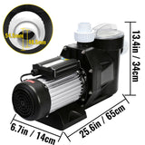 Swimming Pool Filter Pump 2.5HP, 1850W Swimming Pool Pump 148GPM, Single Speed Filter for Spa Water Circulation Above Ground Apply Swimming Pool, Bathtub