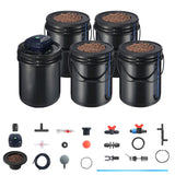RDWC Hydroponics Grow System, Hydroponic Growing Kit with Top Drip, Recirculating Deep Water Culture 4 Buckles and 1 Reservoir, with Air Pump and Water Level Device for Leafy Vegetables