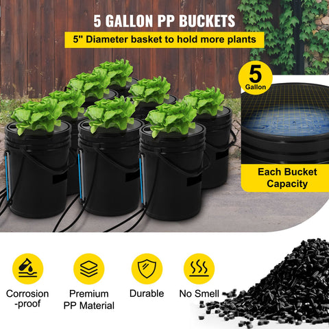 DWC Hydroponics Grow System Deep Water Culture 8 Buckets with Air Pump