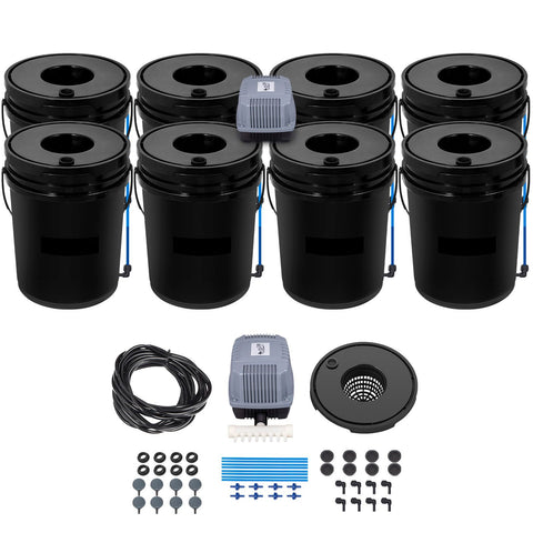 DWC Hydroponics Grow System Deep Water Culture 8 Buckets with Air Pump