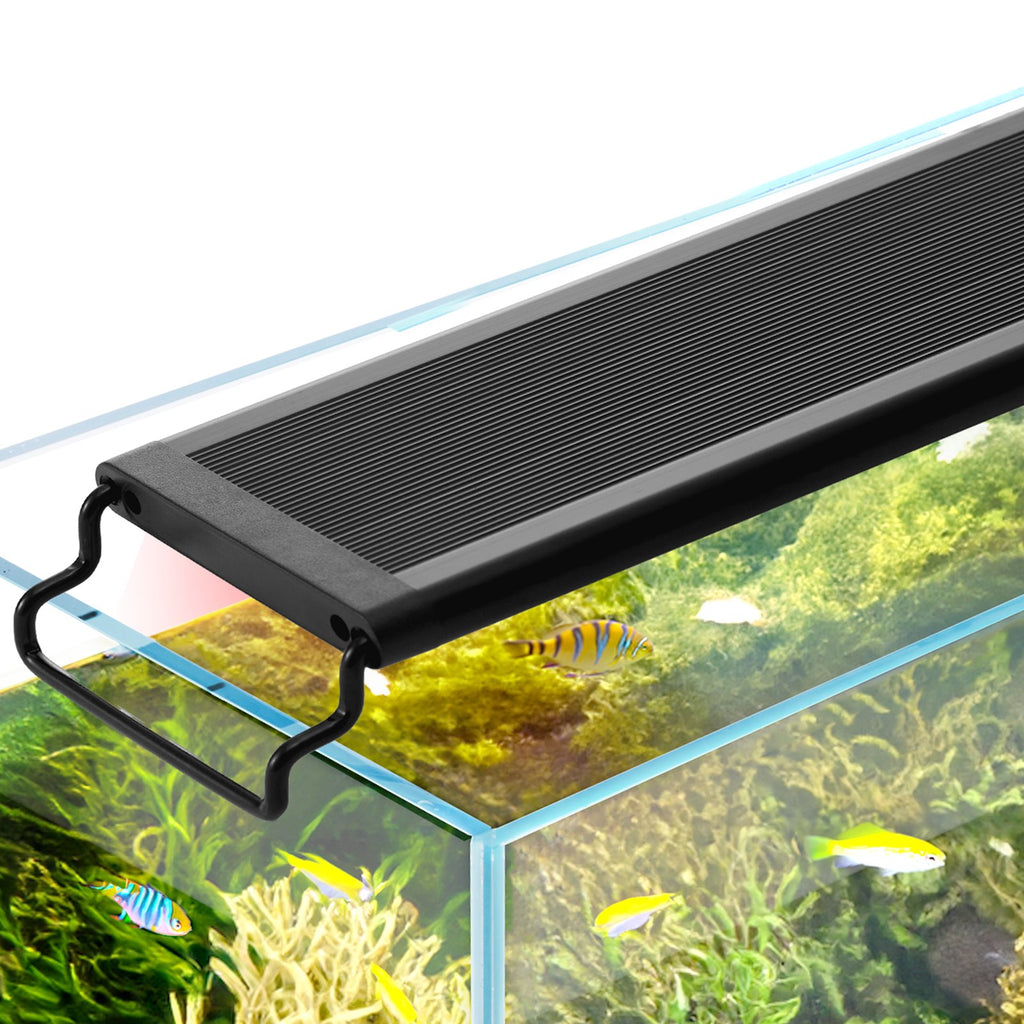 Aquarium Light, 14W Full Spectrum Fish Tank Light with 24/7 Natural Mode, Adjustable Timer & 5-Level Brightness, with Aluminum Alloy Shell Extendable Brackets for 12"-18" Freshwater Planted Tank