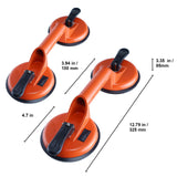 Glass Suction Cup, 119 mm 2 Pack 150 kg Load Capacity, Vacuum Suction Cup with Aluminum Handle, Heavy Duty Industrial Suction Cup Lifter Tool for Glass, Granite, Tile, Metal, Wood Panel Lifting