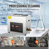 Ultrasonic Cleaner with Digital Timer & Heater, Professional Ultra Sonic Jewelry Cleaner, Stainless Steel Heated Cleaning Machine for Glasses Watch Rings Small Parts Circuit Board (6L)