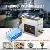 Ultrasonic Cleaner with Digital Timer & Heater, Professional Ultra Sonic Jewelry Cleaner, Stainless Steel Heated Cleaning Machine for Glasses Watch Rings Small Parts Circuit Board (6L)