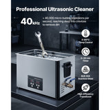 30L Ultrasonic Cleaner, Professional Ultrasonic Cleaner Machine with Cleaning Basket & Digital Display, 480W Stainless Steel 40kHz Industrial Cleaning Machine for Parts, Carburetors, Instruments