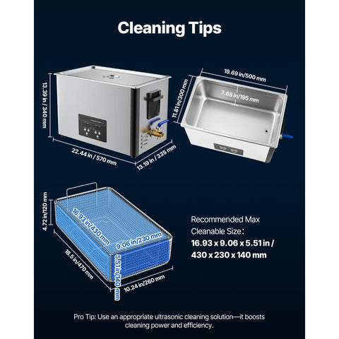 30L Ultrasonic Cleaner, Professional Ultrasonic Cleaner Machine with Cleaning Basket & Digital Display, 480W Stainless Steel 40kHz Industrial Cleaning Machine for Parts, Carburetors, Instruments