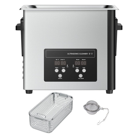 6L Ultrasonic Cleaner, Professional Ultrasonic Cleaner Machine with Cleaning Basket & Digital Display, 120W Stainless Steel 40kHz Cleaning Machine for Watches, Razors, Jewelry, Coins and More