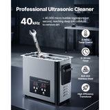 6L Ultrasonic Cleaner, Professional Ultrasonic Cleaner Machine with Cleaning Basket & Digital Display, 120W Stainless Steel 40kHz Cleaning Machine for Watches, Razors, Jewelry, Coins and More