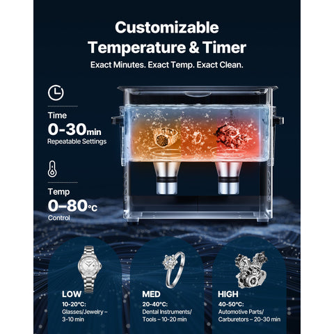 6L Ultrasonic Cleaner, Professional Ultrasonic Cleaner Machine with Cleaning Basket & Digital Display, 120W Stainless Steel 40kHz Cleaning Machine for Watches, Razors, Jewelry, Coins and More