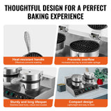 Commercial Waffle Maker, Dual-Head Round Waffle Baker Machine, 2460W Non-Stick Stainless Steel Belgian Waffle Iron with Temp and Time Control, Handle, for Restaurant Bakery Snack Bar Family