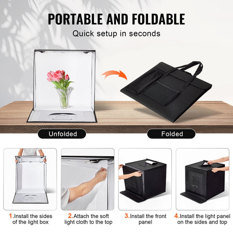 Photo Studio Light Box 3000-5600K Adjustable 3 Color Temperatures, 50.5 x 48.5 x 49.5 cm