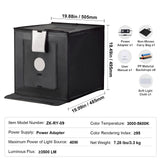 Photo Studio Light Box 3000-5600K Adjustable 3 Color Temperatures, 50.5 x 48.5 x 49.5 cm