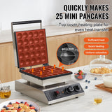 Mini Dutch Pancake Maker, 25PCS 43mm Diameter Dorayaki Baker Machine, 1700W Commercial Electric Poffertjes Grill, Non-stick Stainless Steel, Temp & Time Control, for Home Kitchen Restaurant