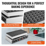 Mini Dutch Pancake Maker, 50PCS 43mm Diameter Dorayaki Baker Machine, 1700W Commercial Electric Poffertjes Grill, Non-stick Stainless Steel, Dual Temp & Time Control, for Home Kitchen Restaurant