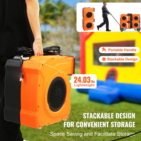Inflatable Blower, 1100W, 1.5 & 1.7 HP Bounce House Blower, Pump Commercial Air Blower for Inflatables, 3100 RPM Bouncy Castle Electric Fan for Bounce House, Waterslides, Tested to UL Standards