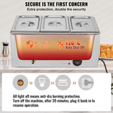 3-Pan Commercial Food Warmer, 16.5L Electric Steam Table, 1200W Professional Countertop Stainless Steel Buffet Bain Marie with 30 - 85℃ Temp Control for Catering and Restaurants, Silver