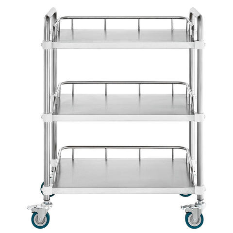 Lab Rolling Cart, 3-Shelf Stainless Steel Rolling Cart, Lab Serving Cart with Swivel Casters, Dental Utility Cart for Clinic, Lab, Hospital, Salon, 26.38"x15.55"x34.13"