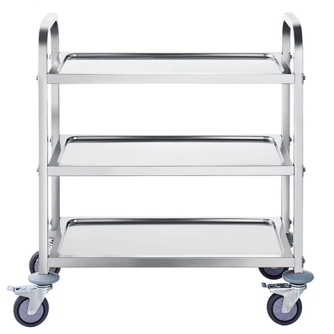 VEVOR Stainless Steel Cart, 3 Layers Lab Utility Cart 181 kg Weight Capacity, Medical Cart with Lockable Universal Wheels, for Lab, Clinic, Kitchen, Salon