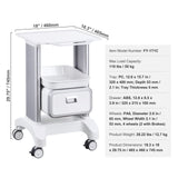 2 Tiers Lab Carts Mobile Medical Cart with 1 Drawer & 1 Top Tray White