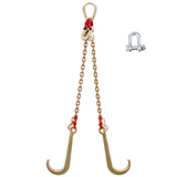 V Bridle Chain, 5/16 in x 2 ft Bridle Tow Chain, Grade 80 V-Bridle Transport Chain, 9260 Lbs Break Strength with TJ Hooks and Crab Hooks, Heavy Duty Pear Link Connector and Chain Shorteners