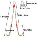 V Bridle Chain, 5/16 in x 2 ft Bridle Tow Chain, Grade 80 V-Bridle Transport Chain, 9260 Lbs Break Strength with TJ Hooks and Crab Hooks, Heavy Duty Pear Link Connector and Chain Shorteners