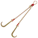 V Bridle Chain, 5/16 in x 2 ft Bridle Tow Chain, Grade 80 V-Bridle Transport Chain, 9260 Lbs Break Strength with TJ Hooks and Crab Hooks, Heavy Duty Pear Link Connector and Chain Shorteners