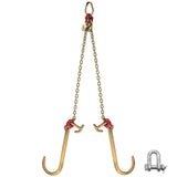 V Bridle Chain, 5/16 in x 2 ft Tow Chain Bridle, Grade 80 V-Bridle Transport Chain, 9260 Lbs Break Strength with TJ Hooks & Grab Hooks, Heavy Duty Pear Link Connector and Chain Shorteners