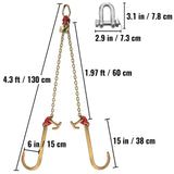 V Bridle Chain, 5/16 in x 2 ft Tow Chain Bridle, Grade 80 V-Bridle Transport Chain, 9260 Lbs Break Strength with TJ Hooks & Grab Hooks, Heavy Duty Pear Link Connector and Chain Shorteners