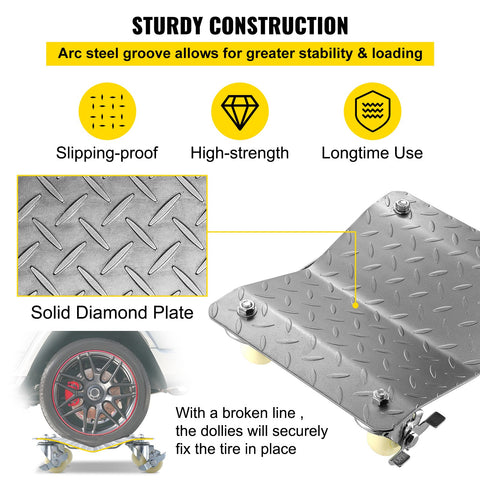 2 Pcs Tire Wheel Dollies 12"X16" Platform Size Wheel Car Dolly 3" Caster Wheel Dolly for Vehicle Car Auto Repair (2 Pcs)