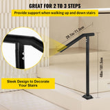 1-3 Step Handrail Railing for Steps Steel 150 kg Capacity with Screw Kit