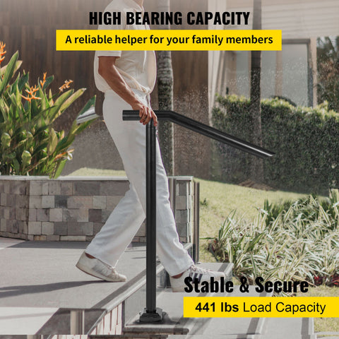 1-3 Step Handrail Railing for Steps Steel 150 kg Capacity with Screw Kit