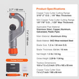3PCS Tubing Cutter Set, 3/16"-2" O.D. Copper Pipe Cutter, 1/8"-7/8" O.D. Mini Tube Cutter and Deburring Tool, Heavy Duty Pipe Cutter Set for Copper, Aluminum, Stainless Steel, Plastic Pipes