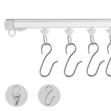 Ceiling Curtain Track Set, 9.9 FT/3 Meter, Self Adhesive, No Drill Ceiling Track System for Curtains, Room Divider Curtain Track Ceiling Mounted for Living Room with Hooks and Hardware, White