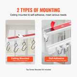 Ceiling Curtain Track Set, 9.9 FT/3 Meter, Self Adhesive, No Drill Ceiling Track System for Curtains, Room Divider Curtain Track Ceiling Mounted for Living Room with Hooks and Hardware, White