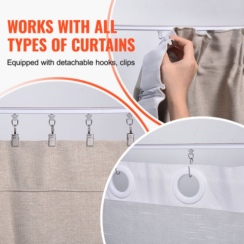 Ceiling Curtain Track Set, 9.9 FT/3 Meter, Self Adhesive, No Drill Ceiling Track System for Curtains, Room Divider Curtain Track Ceiling Mounted for Living Room with Hooks and Hardware, White