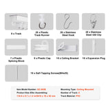 Ceiling Curtain Track Set, 9.9 FT/3 Meter, Self Adhesive, No Drill Ceiling Track System for Curtains, Room Divider Curtain Track Ceiling Mounted for Living Room with Hooks and Hardware, White