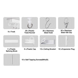 Ceiling Curtain Track Set, 9.9 FT/3 Meter, Self Adhesive, No Drill Ceiling Track System for Curtains, Room Divider Curtain Track Ceiling Mounted for Living Room with Hooks and Hardware, White