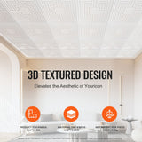 Ceiling Tiles 12-Pack 24 x 24 in PVC Easy Installation White Echo Pattern