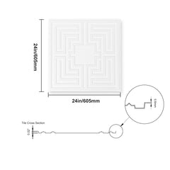 VEVOR Ceiling Tiles 12-Pack 24 x 24 in PVC Easy Installation White Echo Pattern