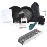 Gold Panning Kit With Mini Sluice Box, 12" Aluminum Gold Mining Equipment, 16 PCS Gold Prospecting Kit with Gold Pan, Classifier Screen, Separating Magnet, Drawstring Backpack and Accessories