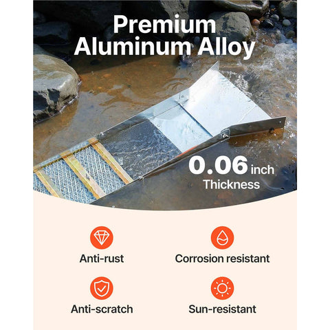 Folding Aluminum Alloy Sluice Box, Compact 50" Sluice Boxes for Gold, Lightweight Gold Sluice Equipment, Portable Sluice Boxes with Miner's Moss, River, Creek, Gold Panning, Prospecting, Dredg