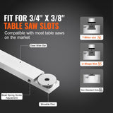 Precision Miter Gauge, Standard Slot 3/4'' x 3/8'', Aluminum Alloy Table Saw Miter Gauge with 19-35 in Grating 15 Angle Stops Adjustable Spring Loaded Plunger and Removable Disc, for Woodworking
