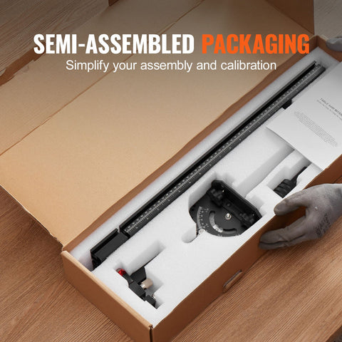 Precision Miter Gauge, Standard Slot 3/4'' x 3/8'', Aluminum Alloy Table Saw Miter Gauge with 19-35 in Grating 15 Angle Stops Adjustable Spring Loaded Plunger and Removable Disc, for Woodworking
