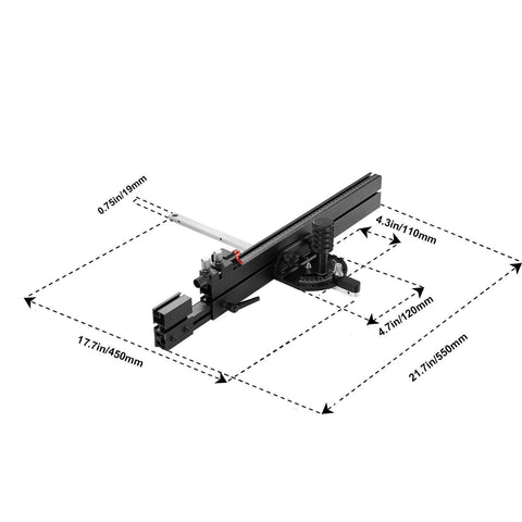 Precision Miter Gauge, Standard Slot 3/4'' x 3/8'', Aluminum Alloy Table Saw Miter Gauge with 19-35 in Grating 15 Angle Stops Adjustable Spring Loaded Plunger and Removable Disc, for Woodworking