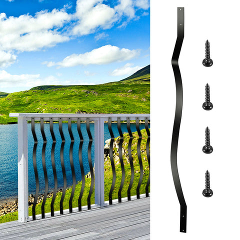 Deck Balusters, 51 Pack Metal Deck Spindles, 32.25""x1"" Staircase Baluster with Screws, Iron Deck Railing for Wood and Composite Deck, Stylish Baluster for Outdoor Stair Deck Porch