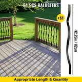Deck Balusters, 51 Pack Metal Deck Spindles, 32.25""x1"" Staircase Baluster with Screws, Iron Deck Railing for Wood and Composite Deck, Stylish Baluster for Outdoor Stair Deck Porch