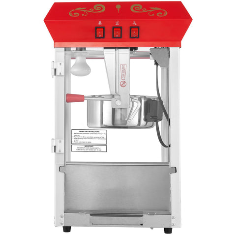 Popcorn Popper Machine Countertop Popcorn Maker 850W 8 Oz 48 Cups Red
