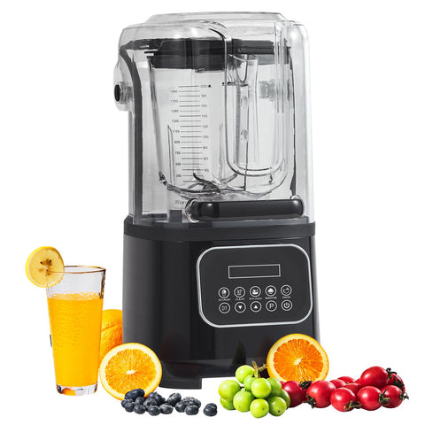 Professional Blender with Shield, Commercial Countertop Blenders, 2L Jar Blender Combo, Stainless Steel 9 Speed & 5 Functions Blender, for Shakes, Smoothies, Peree, and Crush Ice, Black