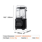 Professional Blender with Shield, Commercial Countertop Blenders, 2L Jar Blender Combo, Stainless Steel 9 Speed & 5 Functions Blender, for Shakes, Smoothies, Peree, and Crush Ice, Black